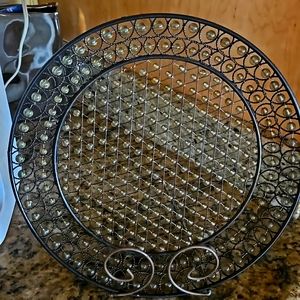 Vintage  beaded charger/ decor plate ✨️